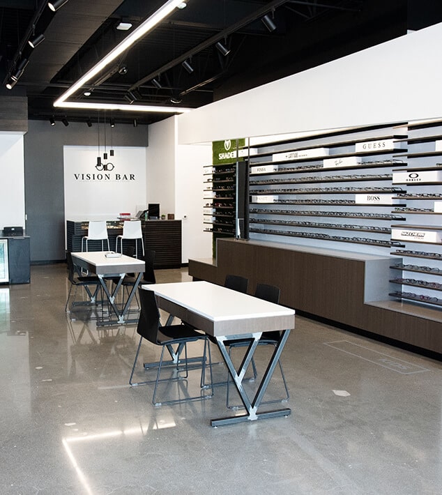 Vision Specialists Clocktower Village Vision Bar and waiting area