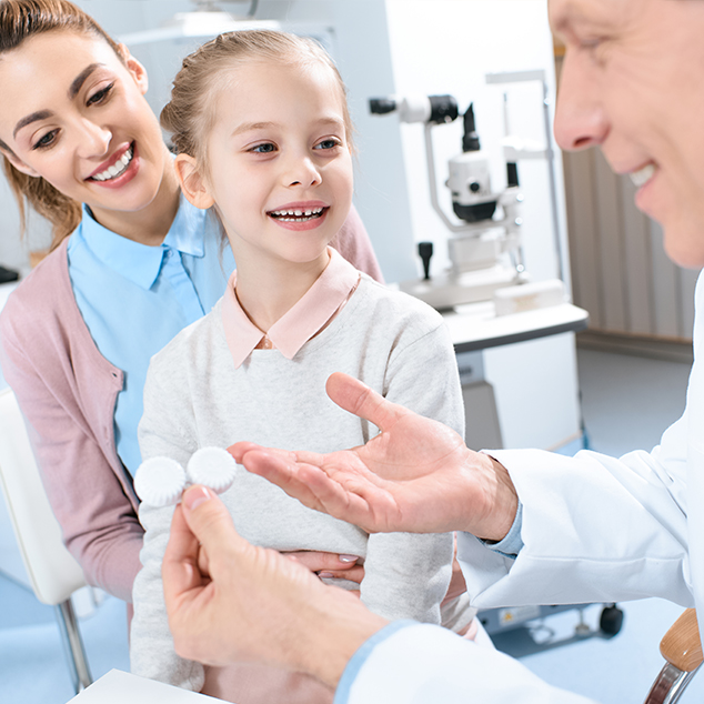 Mother and daughter receiving myopia management eye care at Vision Specialists in Omaha, NE